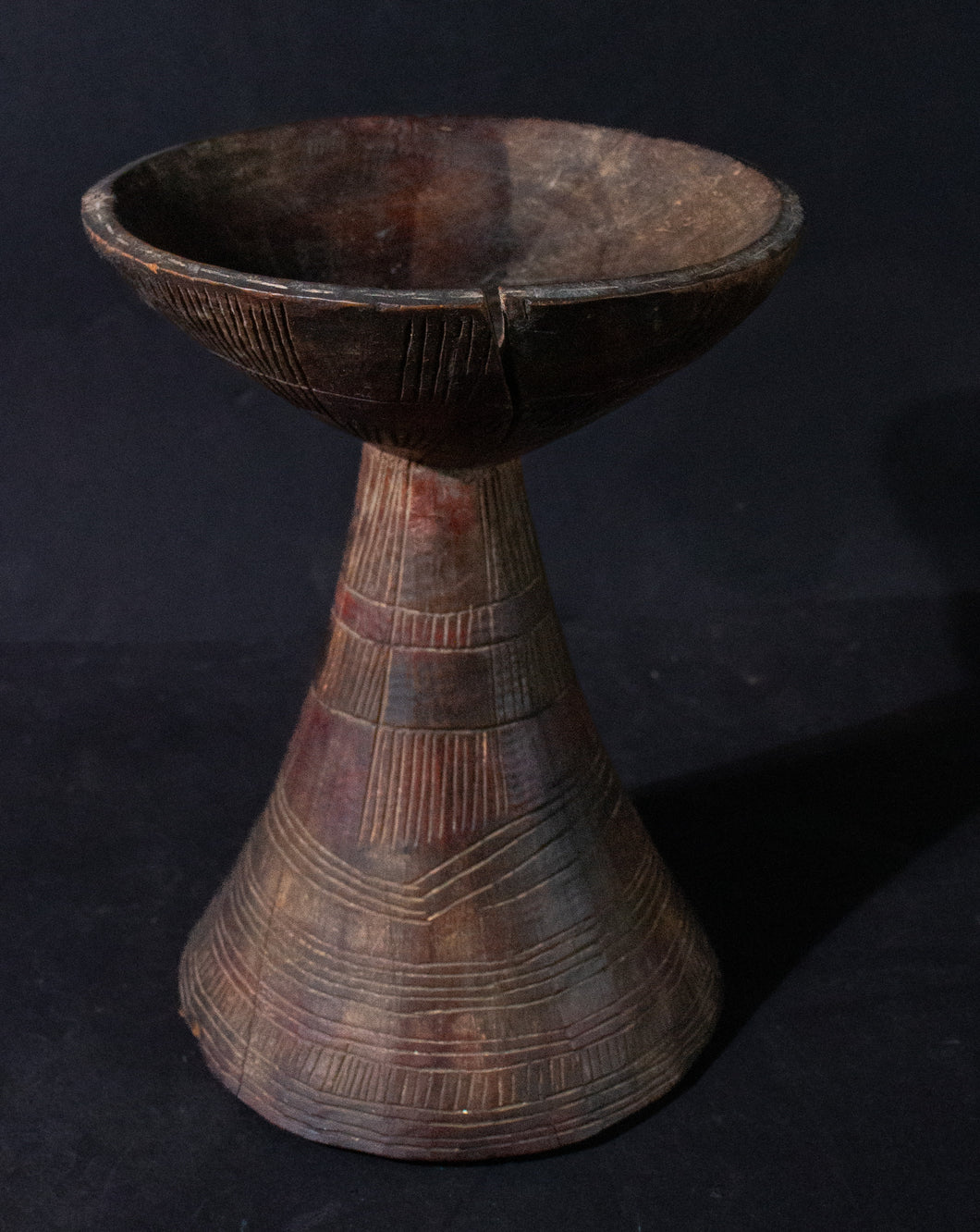 Wood Carved Pedestaled Bowl Ethiopia