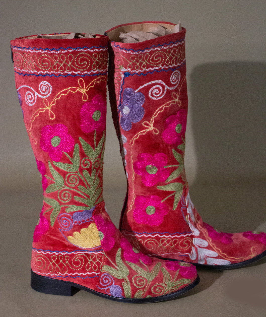 Suede embroidery Vintage Boots