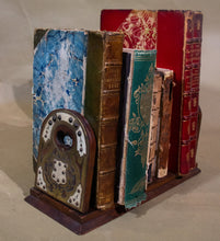 Load image into Gallery viewer, Arts and Crafts Wood, Brass and Bone Inlay Book Stand
