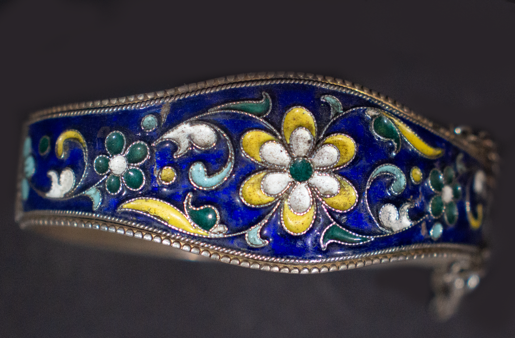 Enameled Bracelet on Silver from Central Asia