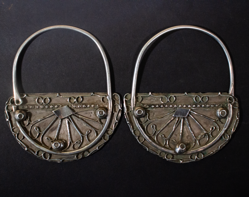 Pair of Tunisian Silver Earrings