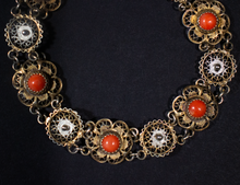Load image into Gallery viewer, Italian Coral Gold and Silver Filigree  Bracelet

