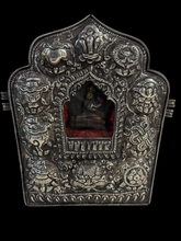 Load image into Gallery viewer, Silver and Copper Massive Tibetan "House" Gau with  Tsatsas
