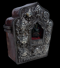 Load image into Gallery viewer, Silver and Copper Massive Tibetan "House" Gau with  Tsatsas
