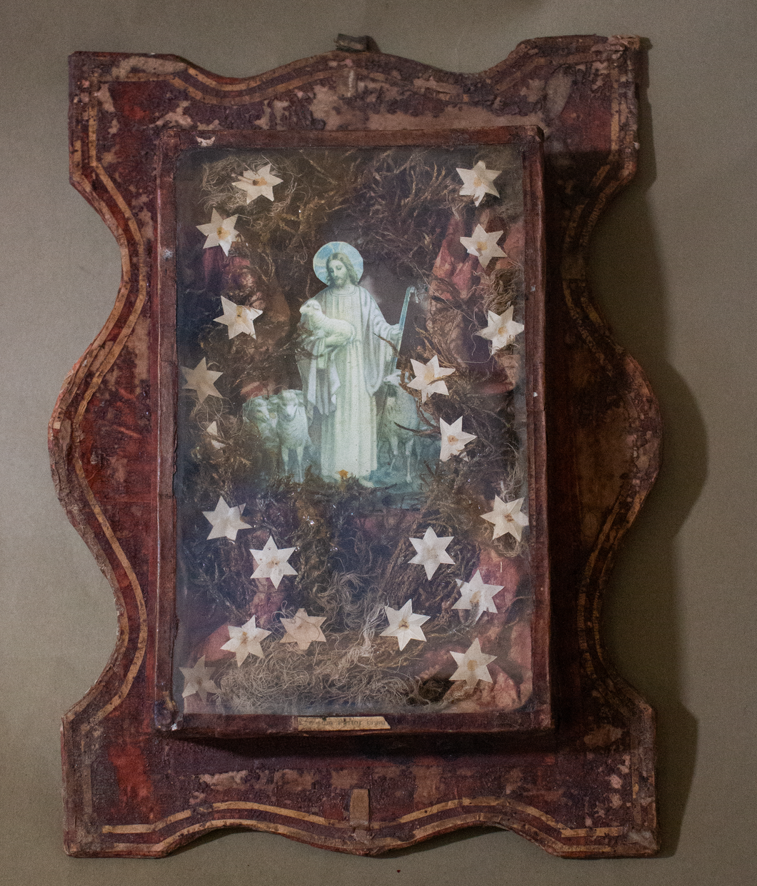 Antique Hispanic Diorama In Original Paper-Mache Frame