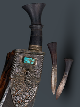 Load image into Gallery viewer, Antique Gurkha Kothimora Khukuri (Kukri)  with Silver and Turquoise
