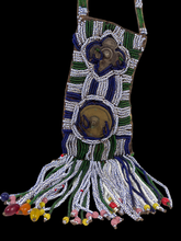 Load image into Gallery viewer, Beaded Antique African  Neck Ornament on Leather with Brass Ornaments.
