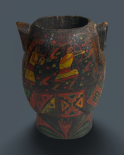 Load image into Gallery viewer, Antique Carved Wood and Lacquer Kero Jaguar Head
