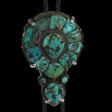Load image into Gallery viewer, Bolo Up cycled Tibetan 19th c Akor Earring
