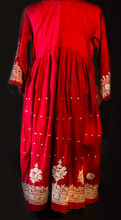 Load image into Gallery viewer, Afghanistan White on Cherry  Embroidered  Vintage Dress
