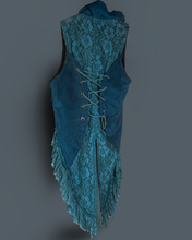 Load image into Gallery viewer, Teal Velvet  and Lace Vest with Brass Studs
