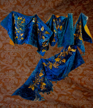 Load image into Gallery viewer, Another view of whimsical antique embroidered velvet valances
