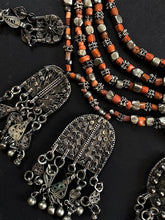 Load image into Gallery viewer, Detail work on silver pendants in Yemen necklace
