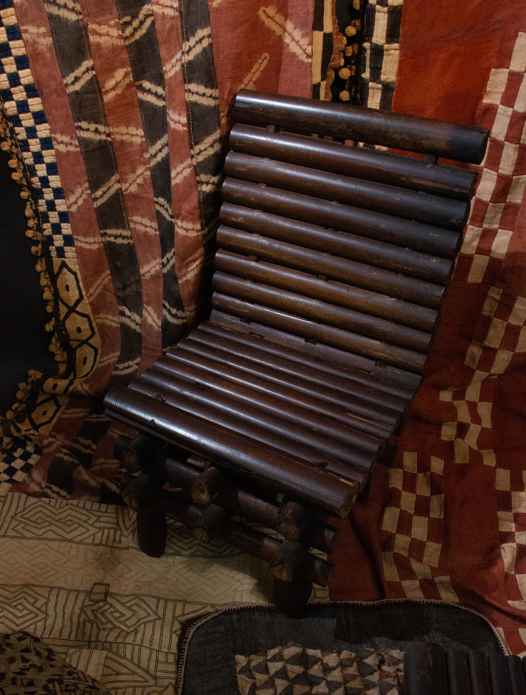 Vintage African Modernist Design Chair and Stool Set.