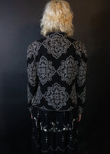 Load image into Gallery viewer, White on Black Fully Beaded  Jacket with  Ottoman Inspired Design
