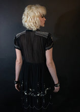 Load image into Gallery viewer, Embroidered White on  Black dress
