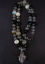Load image into Gallery viewer, Rosaries of Woodhull Hedges in Crystal, Silver and Kukui Seed Beads
