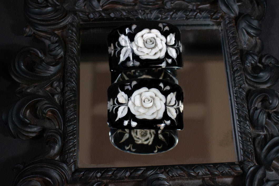 Bakelite Cuffs with Cut Away Roses Art Deco Period