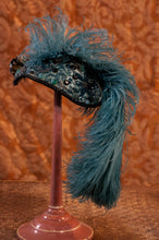 Load image into Gallery viewer, Holiday Flapper Headpiece showing embroidery, bling and feathers.
