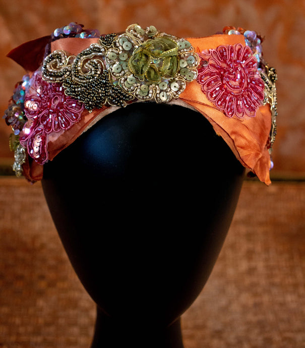 Detail of stunning appliques in custom headband