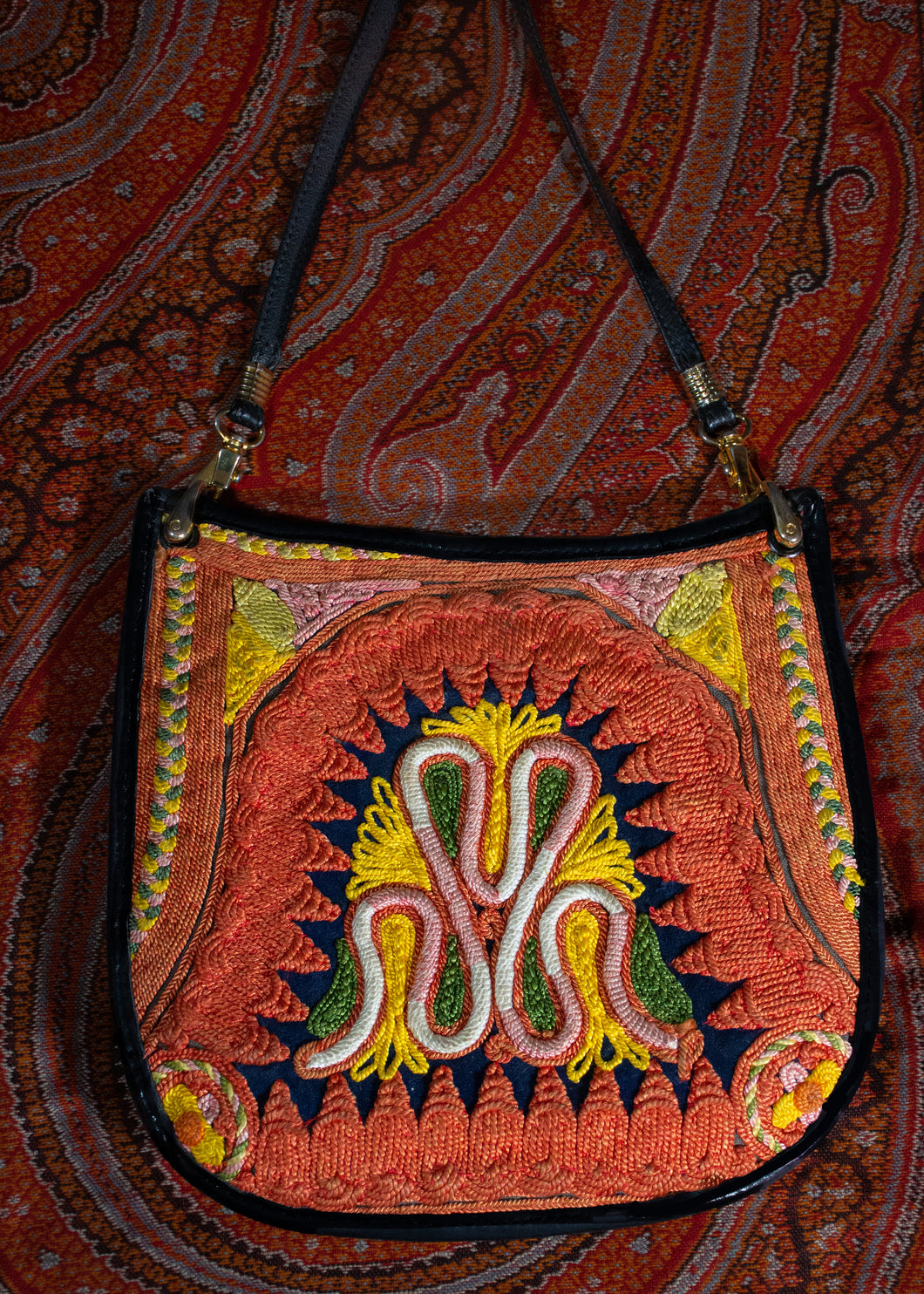 Albanian Embroidered Leather Handbag