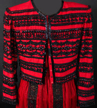 Load image into Gallery viewer, Red with Black Jet Bead Bolero
