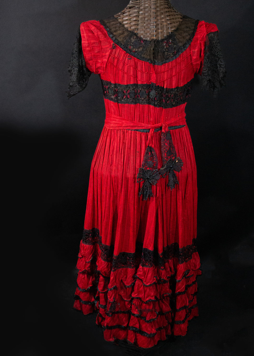 Red and Jet Beaded Edwardian Dress