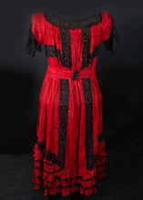 Load image into Gallery viewer, Red and Jet Beaded Edwardian Dress

