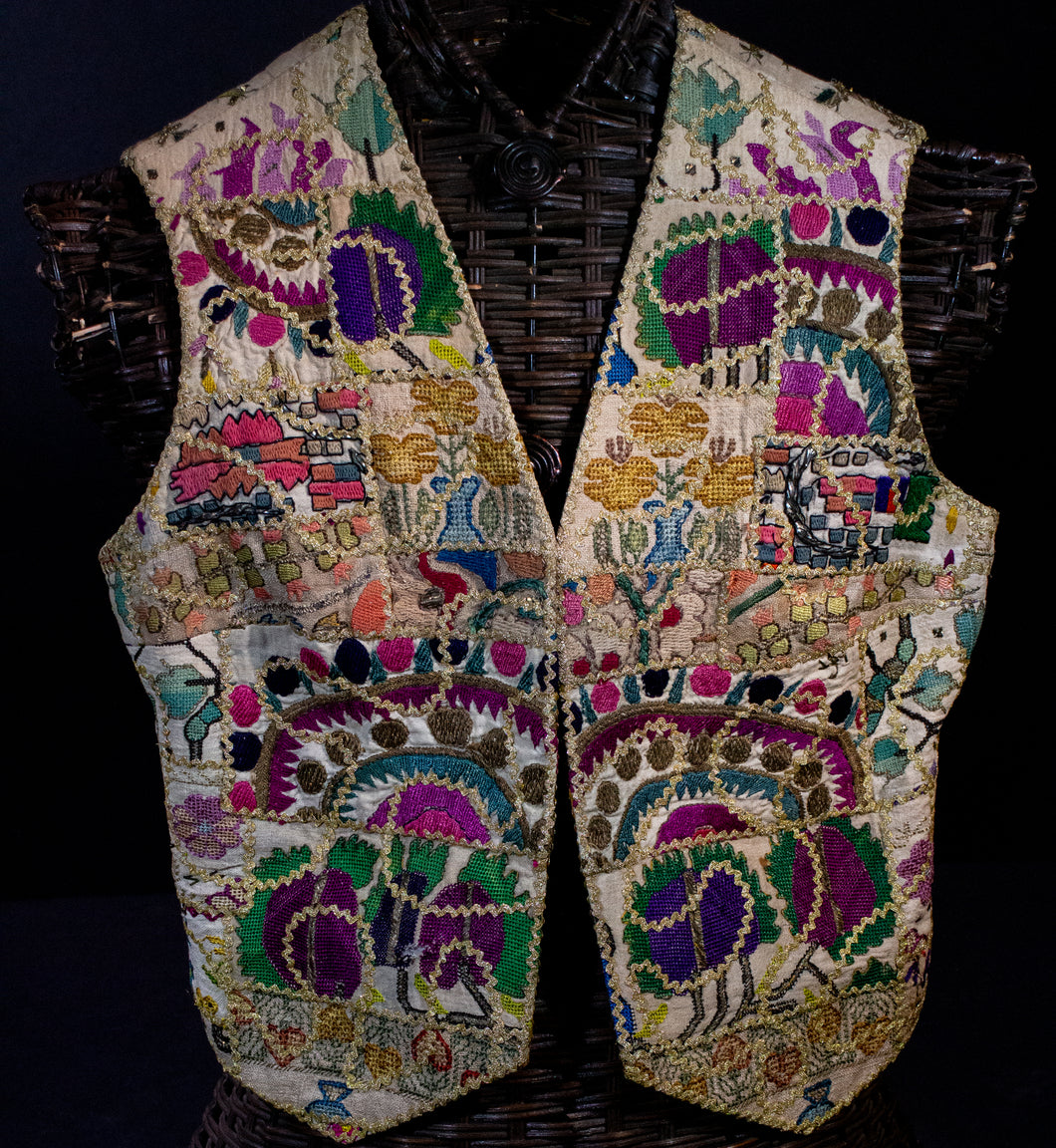 Greek Island Vest with Needlepoint Embroidery