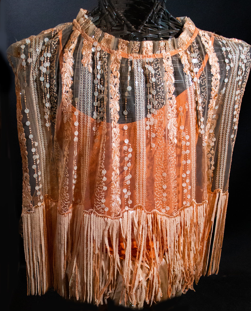 Beaded and Sequined Over Dyed Shell Camisole