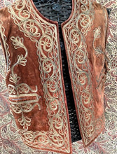 Load image into Gallery viewer, Front view of embroidered velvet vest
