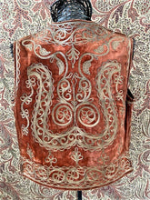 Load image into Gallery viewer, Back view of embroidery on velvet vest
