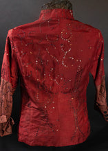Load image into Gallery viewer, Dries Van Noten Burgundy Silk  Embroidered Blouse
