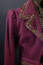 Load image into Gallery viewer, Metal Trim on Maroon Wool Jacket
