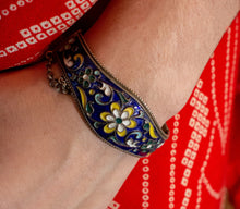 Load image into Gallery viewer, Art Nouveau style enamel on silver bracelet from Central Asia.
