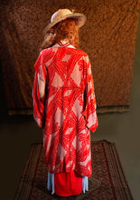 Load image into Gallery viewer, Back view of antique Art Nouveau Shibori kimono
