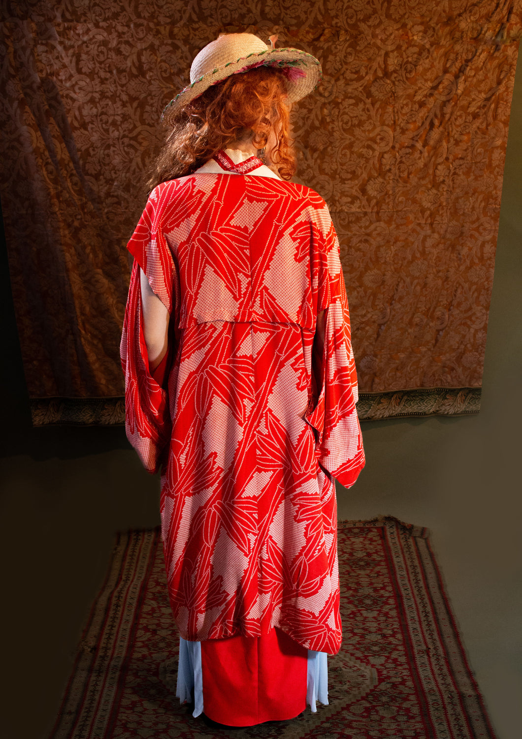 Back view of antique Art Nouveau Shibori kimono