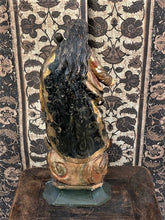 Load image into Gallery viewer, Back view of statue, showing her long hair, and painted cape.
