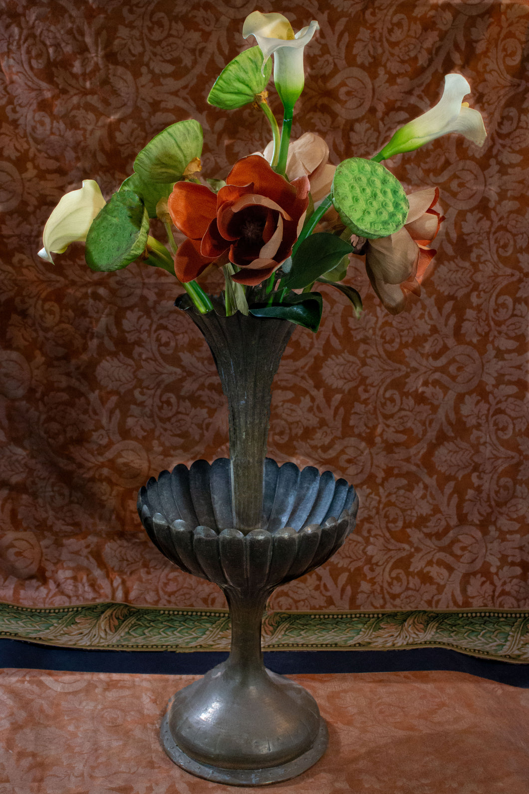 Monumental Arts and Crafts Brass Flower Vase