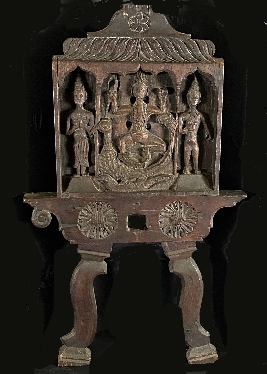 Carved Wood Chariot Panel 19th C