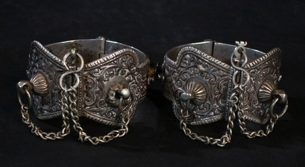 Pair of Anklets with Engraved Design from Meknes, Morocco