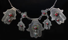 Load image into Gallery viewer, Hand of Fatima Jeweled and Enameled Necklace
