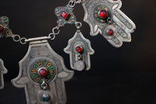 Load image into Gallery viewer, Hand of Fatima Jeweled and Enameled Necklace
