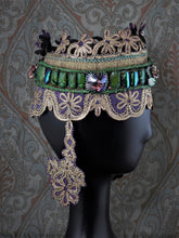 Load image into Gallery viewer, Iridescent beetle carapaces make this headdress shine
