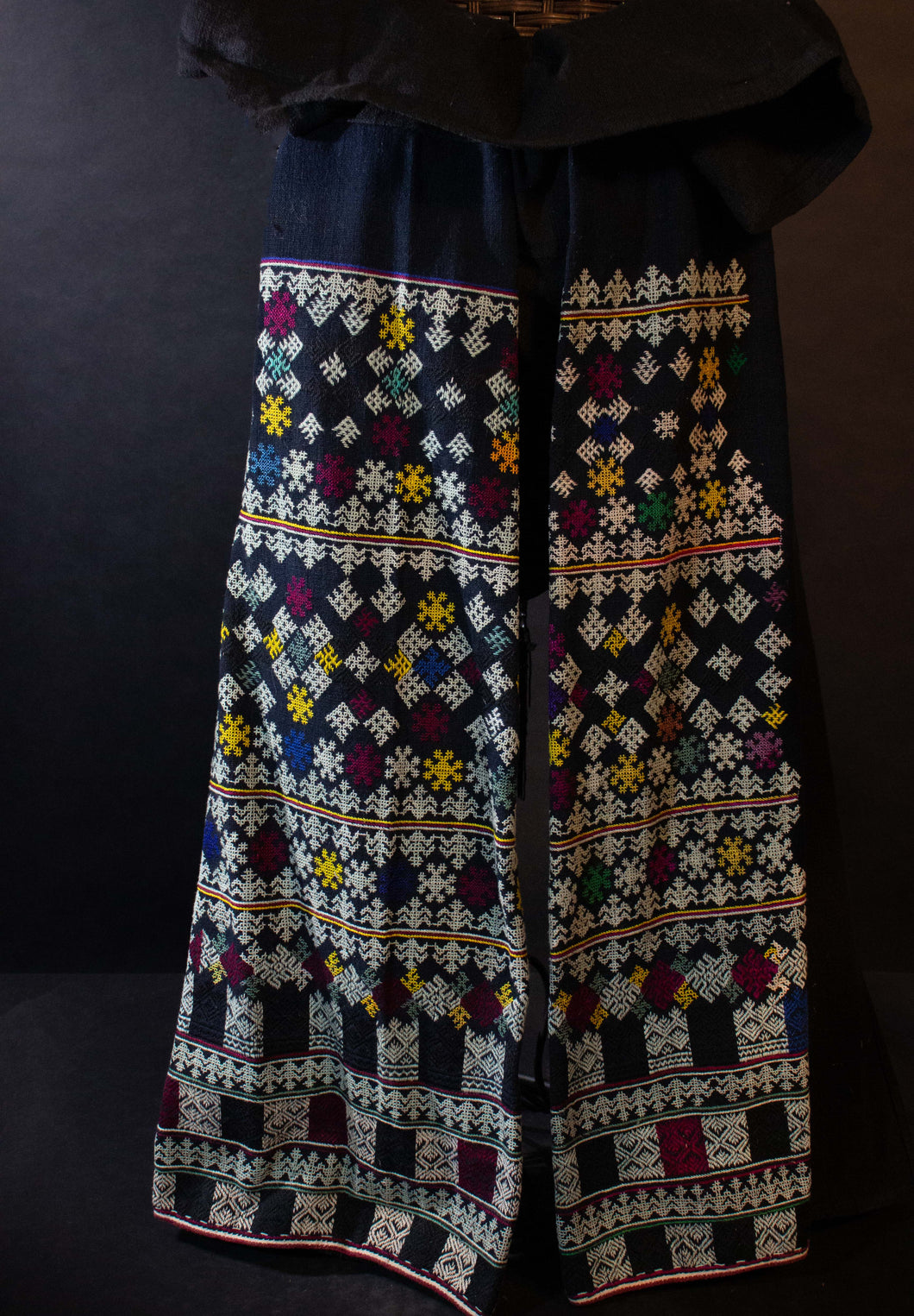 Mien or Yao Vintage Cross-stitched Embroidered Pants from Yunnan Province.