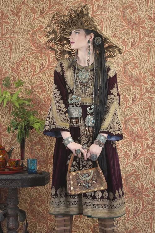 Embroidered velvet Hazaran dress