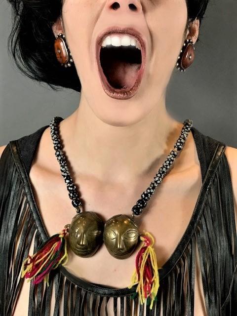 Nagaland headhunter's necklace with brass pendant