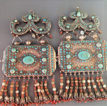 Load image into Gallery viewer, Front view detail showing inlaid turquoise and beadwork
